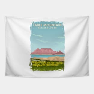 Table Mountain National Park Travel Poster Tapestry
