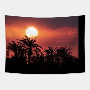 Sunset View In The Palm Forest 1 Tapestry