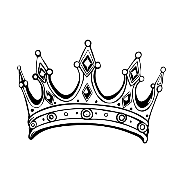 monochrome crown illustration, outline drawing, coloring page by InshynaArt