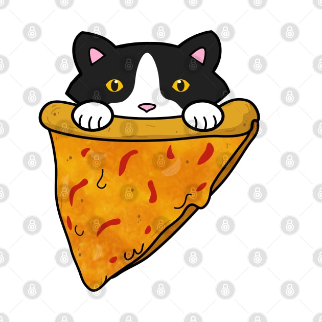 Cute cat eating a slice of pizza by Purrfect