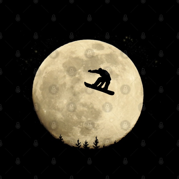 Snowboarder full moon jump in starry sky by BurunduXX-Factory