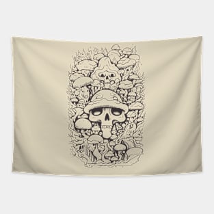 Mushroom Skulls Tapestry