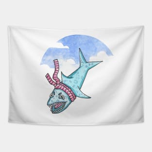 Cute Shark Falling From The Sky Tapestry