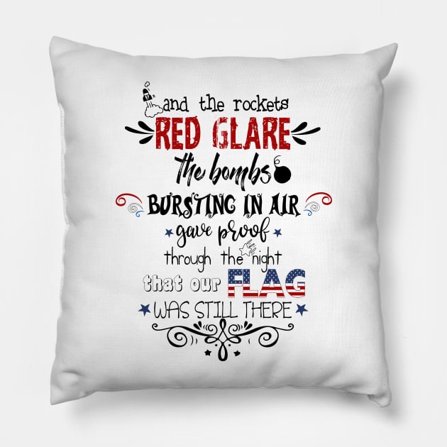 Patriotic National Anthem Doodles Pillow by IconicTee