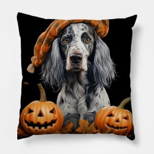 Grey English setter spaniel Halloween Pillow