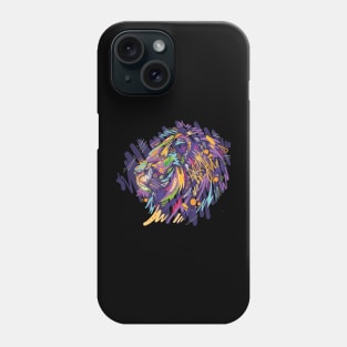 Lion digital colorful vector illustration in graffiti sketch style Phone Case