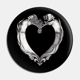 Skeleton lovers fancy vintage heart. Pin