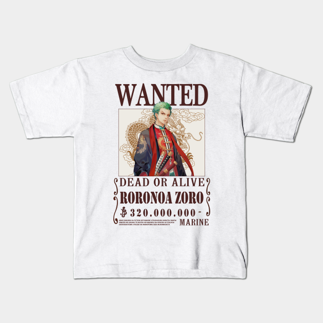 Roronoa Zoro One Piece Wanted Roronoa Zoro Kids T Shirt Teepublic