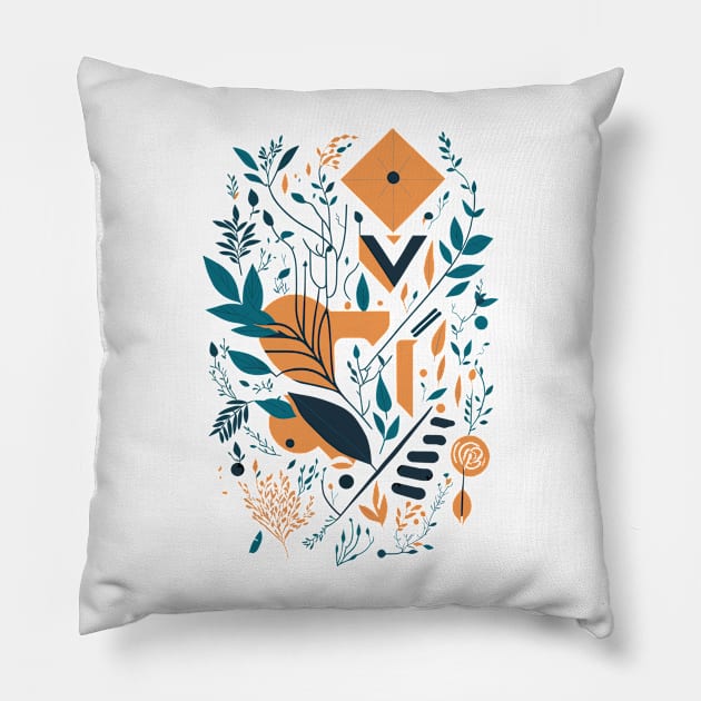 Bohemian Style Floral Shapes - Flowers Pillow by ElMass