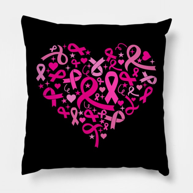 Breast Cancer Awareness Heart Pillow by SVGBistro