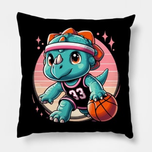 Ballin' Dino: This T-Rex Takes the Court Pillow