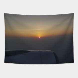 Beautiful Calm Serene Orange Red Sunset At 35000feet Tapestry