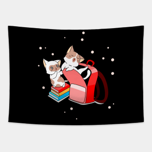 Cute Kittens School Books & Bag Back To School Tapestry