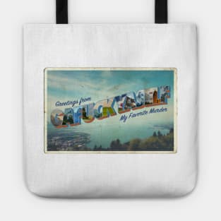 My Favorite Murder Vintage Postcard Tote