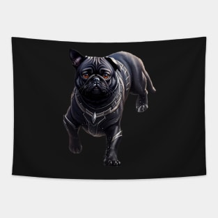 Pug in Sleek Panther Suit Tapestry