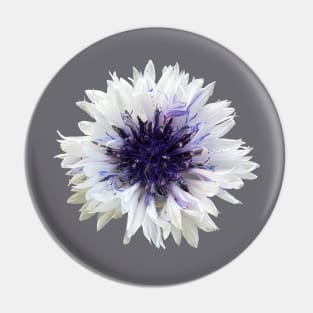 Cottage Core White Cornflower Pin