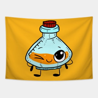 a cute kawaii doodle of a science laboratory bottle. Tapestry