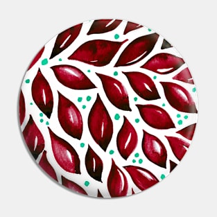 Abstract leaves and dots - red Pin