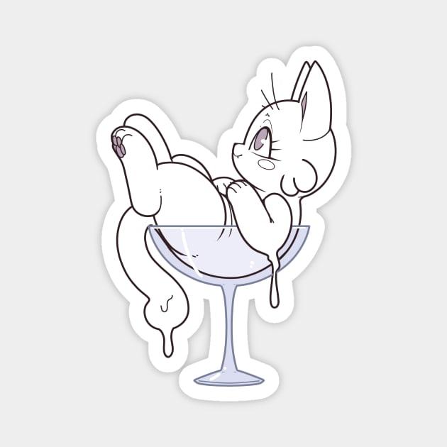 Lotion Cat in a cup Magnet by kekitopu