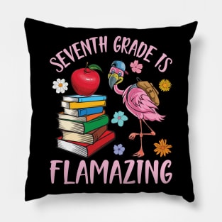 Flamingo Student Back To School Seventh Grade Is Flamazing Pillow