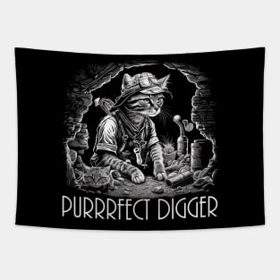 Purrrfect Digger Tapestry