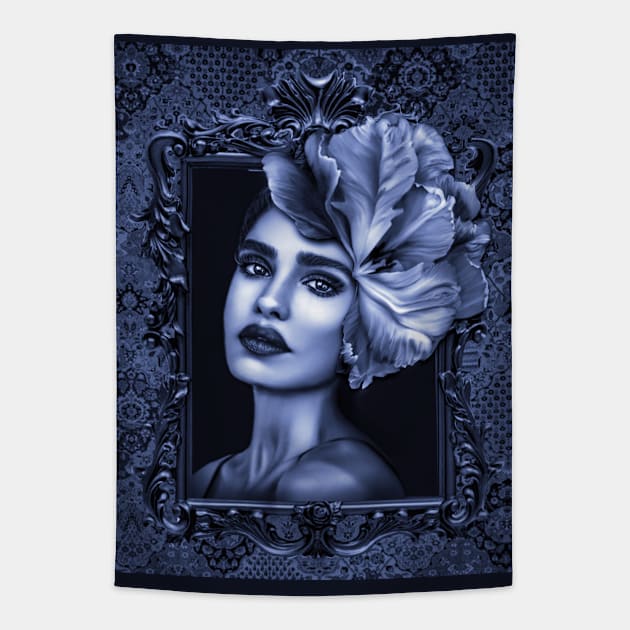 Blue Ladies Fine Art HomeDecor Wall Art Digital Prints Artwork Illustration Fine Tapestry by Relaxing Art Shop