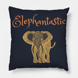 Elephantastic - orange and yellow Pillow