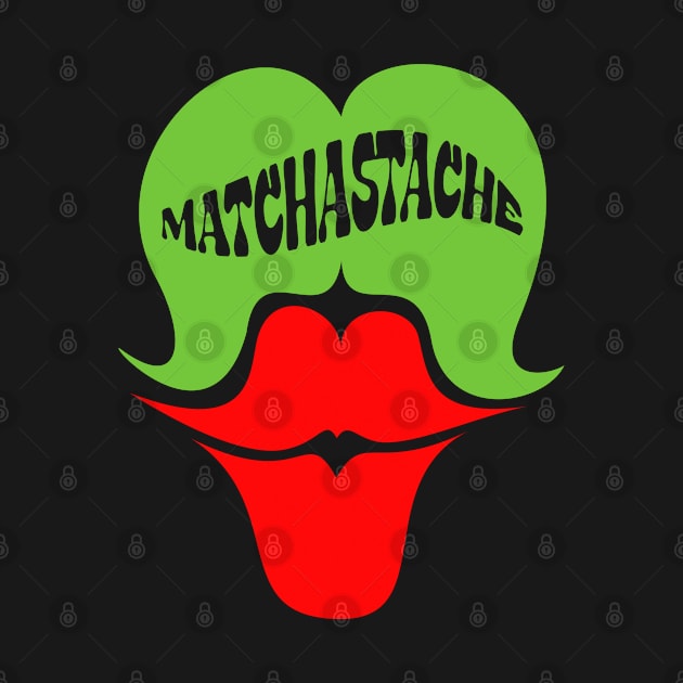 Matchastache Matcha green tea green mustache and red lips by Elizza