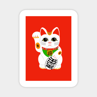 Lucky Chinese Waving Cat ( Red Version ) Magnet