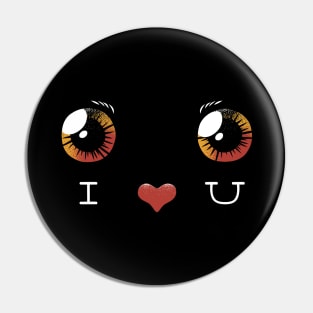 I Love You Black Cat Face by Tobe Fonseca Pin