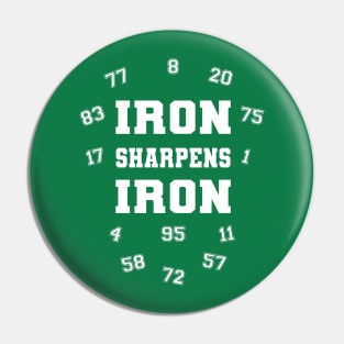 Iron sharpens Iron white lettering Pin