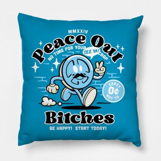 Peace Out Blue Pillow