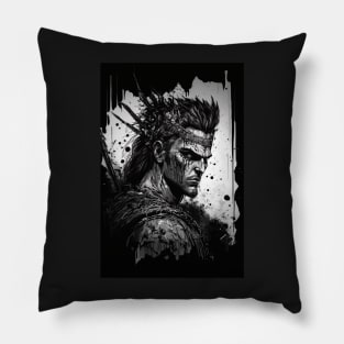 Fierce Warrior Illustration Pillow