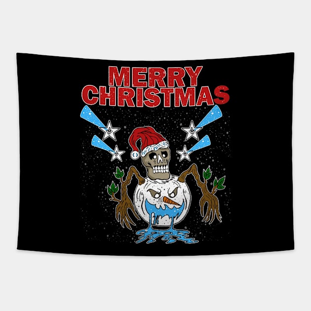 Merry skull christmas Tapestry by skulls_4j