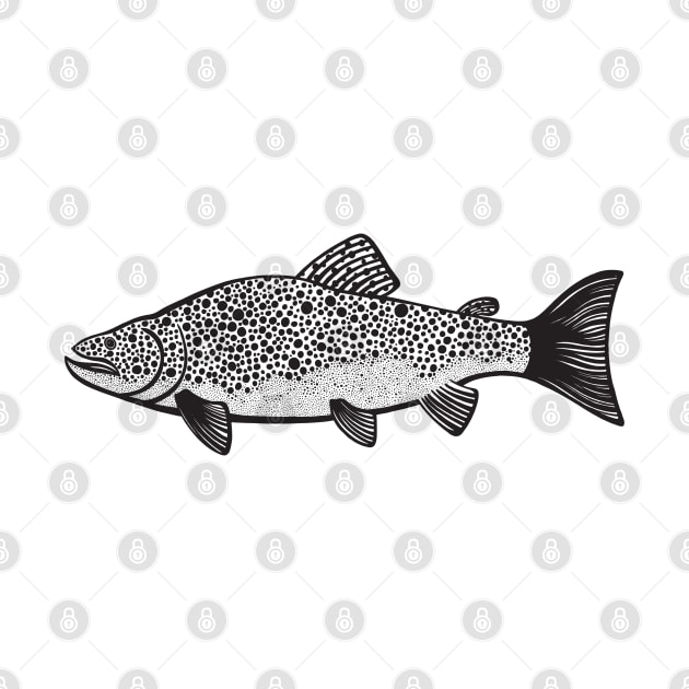 Brown Trout - hand drawn fish design by Green Paladin