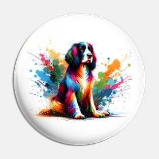 Artistic Field Spaniel in Vivid Splash Paint Style Pin