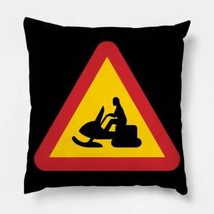 Snowscooter Warning sign from sweden Pillow