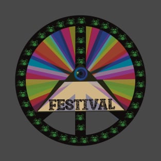 Music Festival Peace Symbol with Drum kit overlay T-Shirt