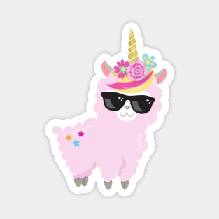 Unicorn Llama, Little Llama, Cute Llama, Alpaca Magnet