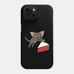 Oriental Shorthair Cat excited to eat Red Velvet Cake Phone Case