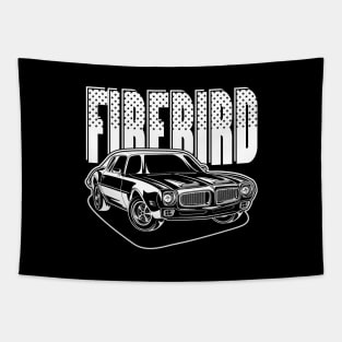 Firebird Car (White Print) Tapestry