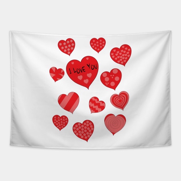 I Love You Hearts Tapestry by DiegoCarvalho