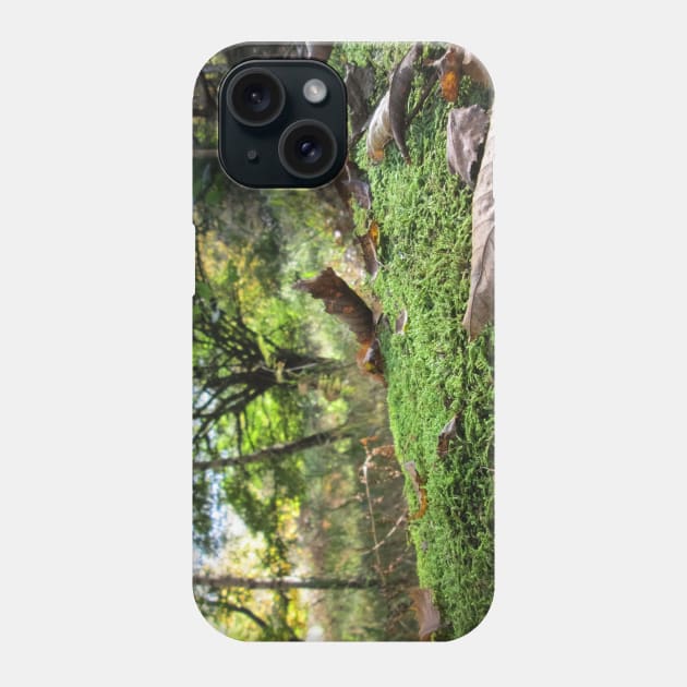 Fallen Tree Covered in Autumn Moss and Leaves Phone Case by Natural Distractions