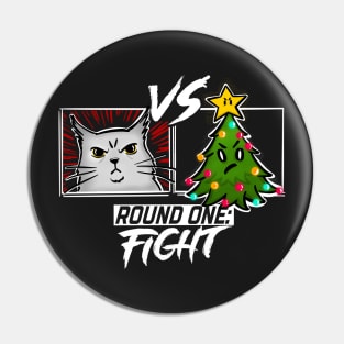 Funny Cat Christmas Tree Cat versus Christmas Tree Gift Cat Lovers Pin