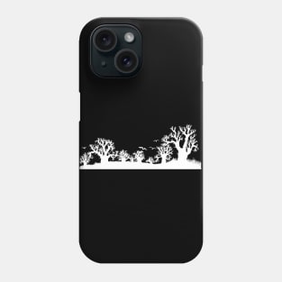 Baobab Trees Silhouette White on Black Phone Case