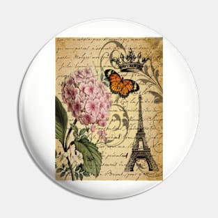 vintage paris hydrangea floral botanical art Pin