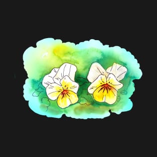 Yellow and White Pansy Flowers T-Shirt