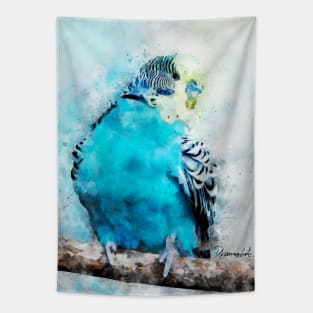 Dramabite Watercolor budgie budgeriger bird artsy artistic painting wildlife Tapestry