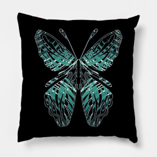 Delicate Green Butterfly Silhouette Pillow