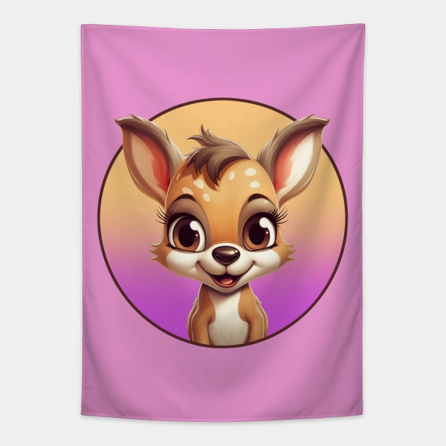 Happy Little Baby Deer Tapestry by DavidLoblaw